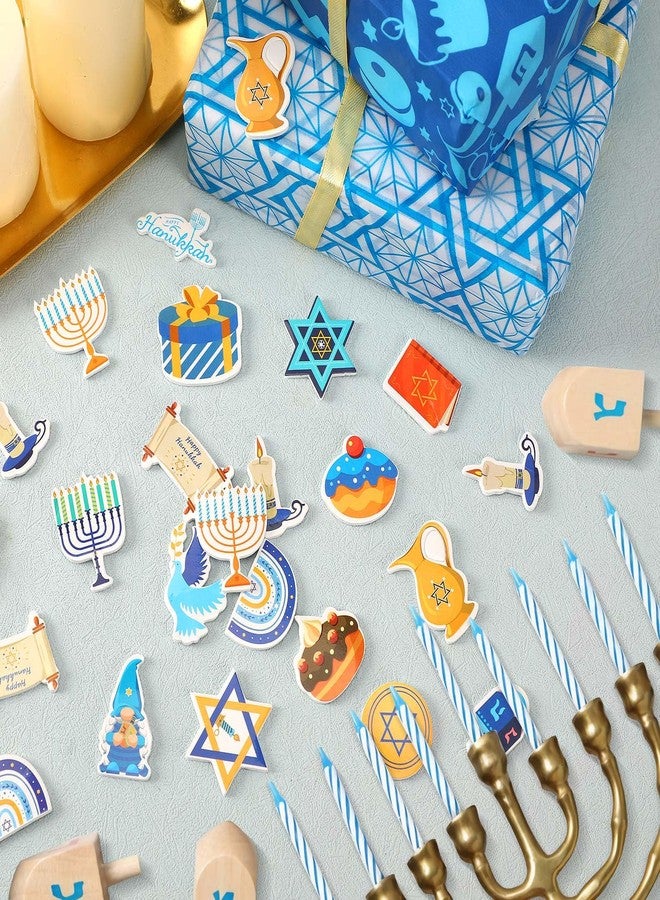 JULBEAR Hanukkah Foam Sticker, 300Pcs Chanukah Menorah Dreidel David Star Self Adhesive Foam Stickers for Kids Hanukkah Party Favors DIY Crafts Winter Decorations - Image 3